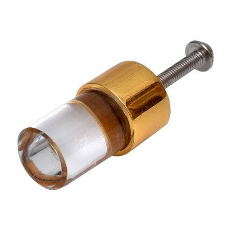 Clear Golden Tiny Cylinder Glass Cabinet knobs